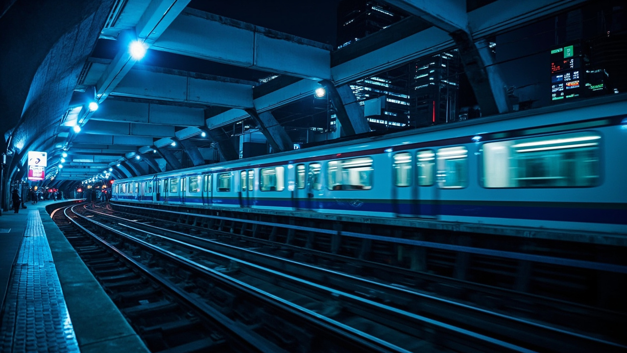 北京地铁站台夜景